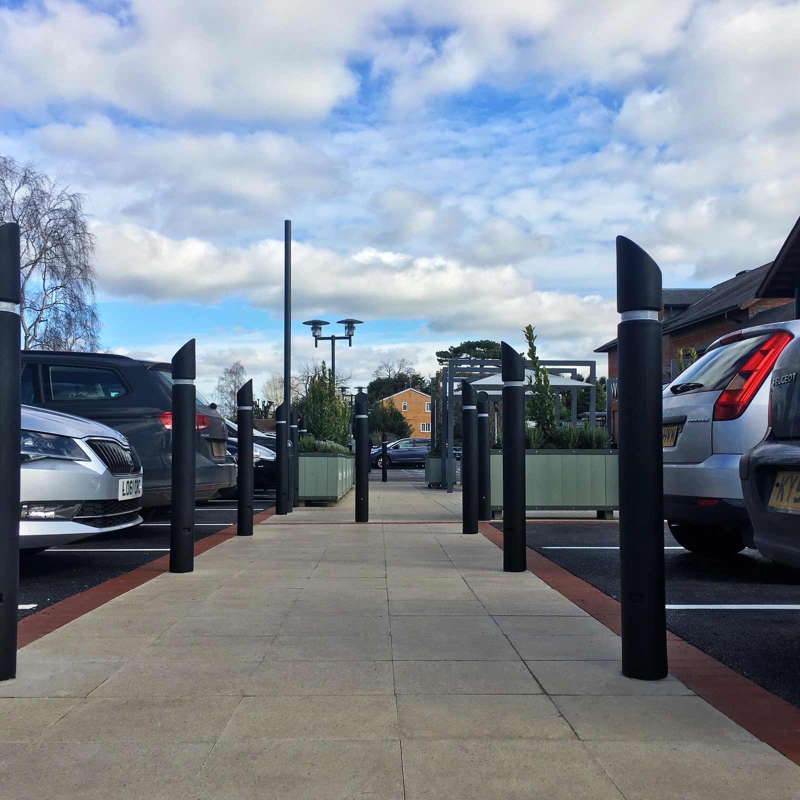 Eco Recycled Plastic Car Park Bollard | Steel Core | Anti-Ram & Root Fixed Options - Store Fittings Direct