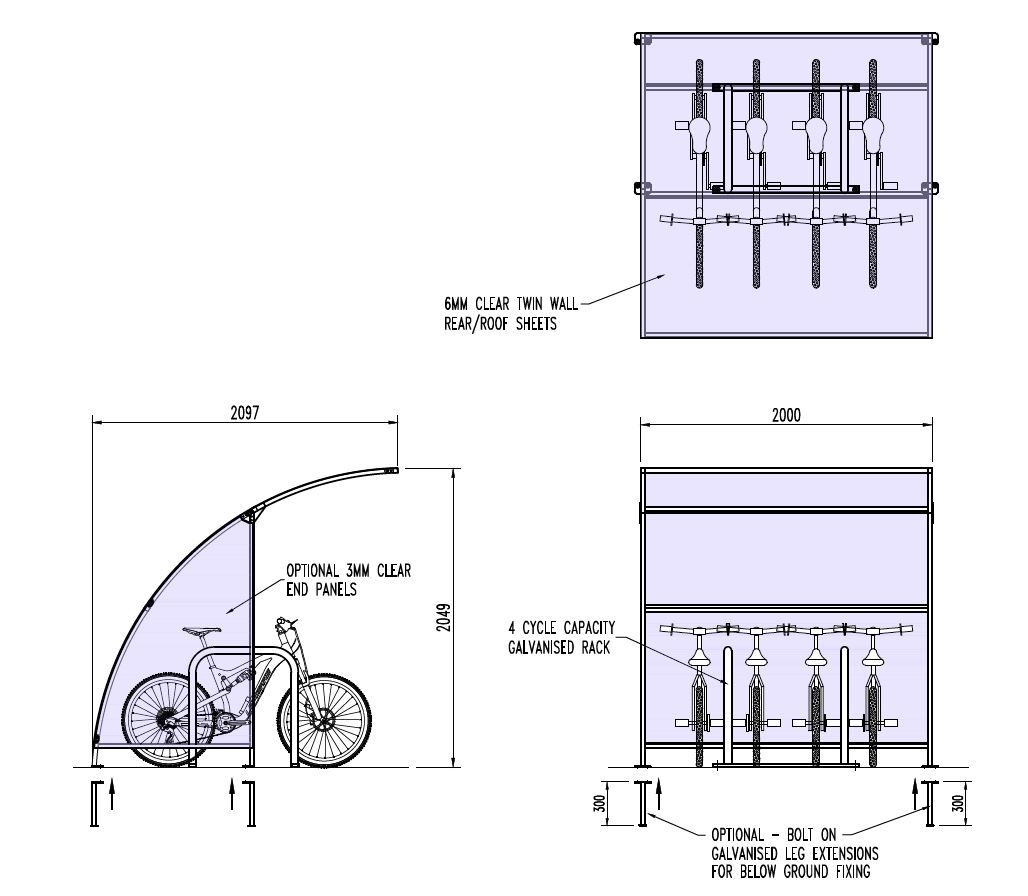 Economy Cycle Shelter | Eco Bike Shelter - Store Fittings Direct