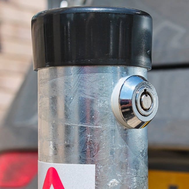 Fold Down Lockable Parking Post - Push Lock - Store Fittings Direct