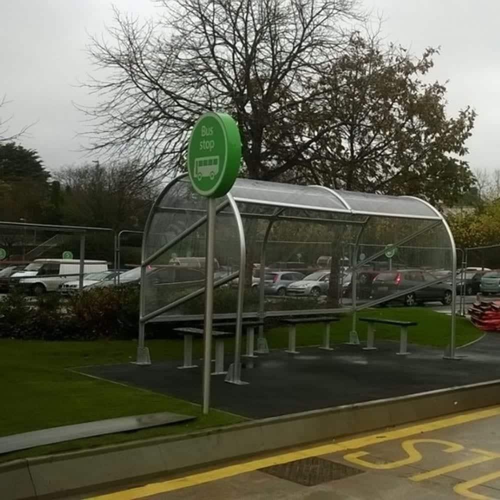 Free Standing Smoking Shelter with Seating | Aluminium | Silver - Store Fittings Direct