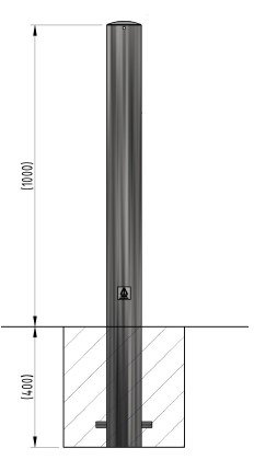 Yellow galvanised steel bollard
