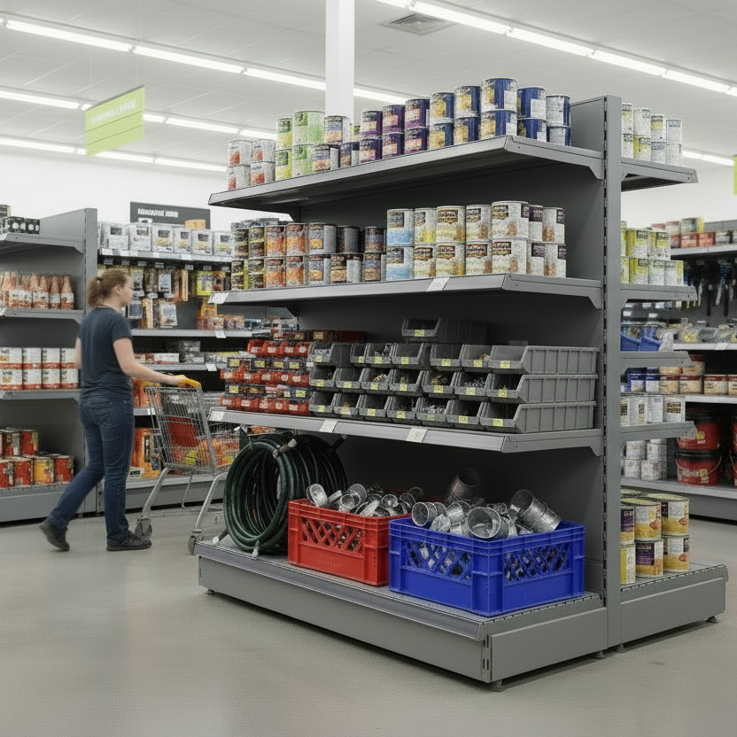Gondola Bay 2.1m | 470mm Base Shelf | 370mm Uppers - Store Fittings Direct