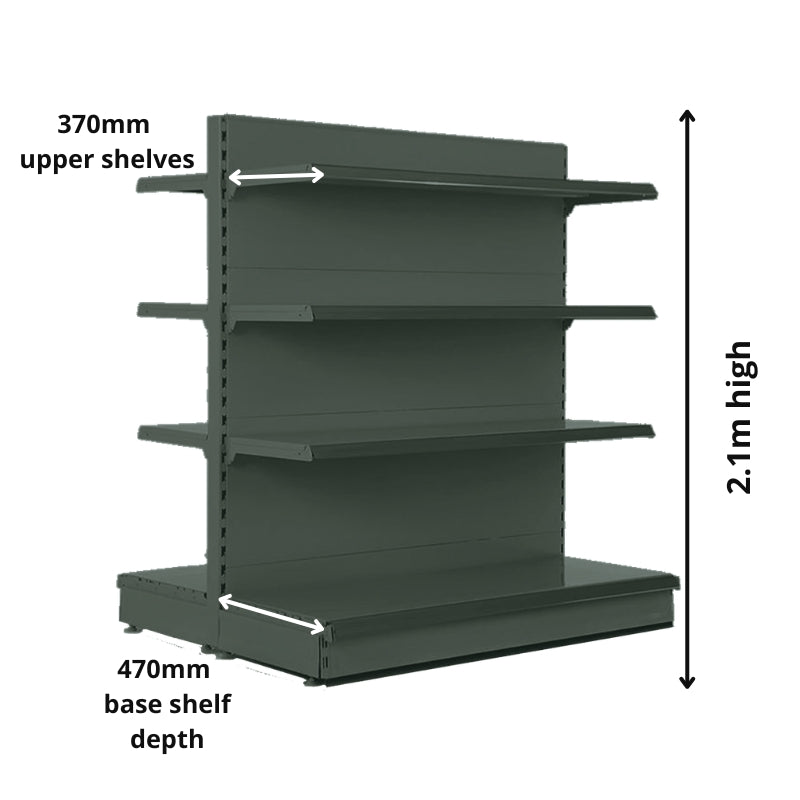 Gondola Bay 2.1m | 470mm Base Shelf | 370mm Uppers - Store Fittings Direct
