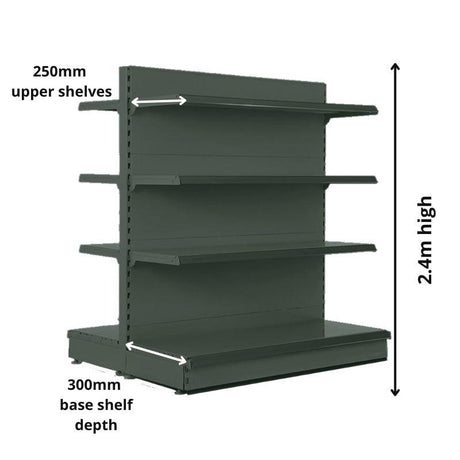 Gondola Bay 2.4m | 300mm Base Shelf | 250mm Uppers - Store Fittings Direct