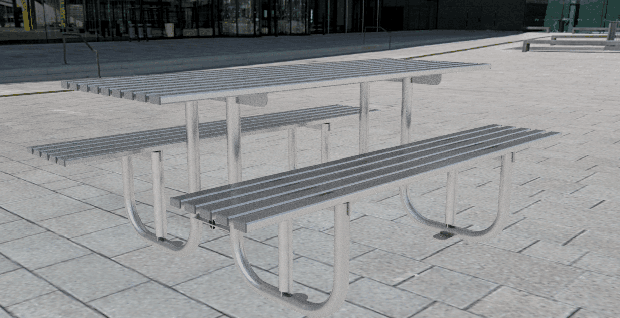 Haddon Picnic Table Bench | Stainless Steel or Galvanised Street Furniture - Store Fittings Direct