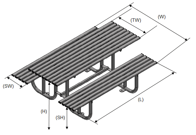 Haddon Picnic Table Bench | Stainless Steel or Galvanised Street Furniture - Store Fittings Direct