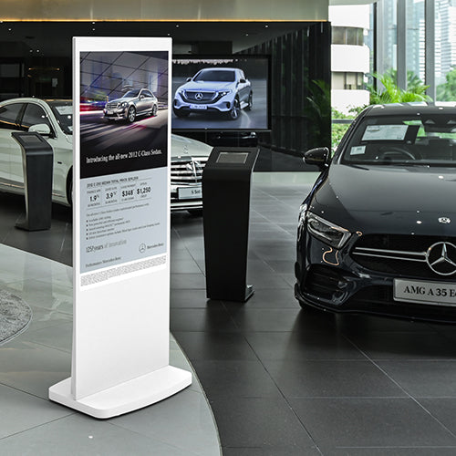 LED Slimline Freestanding Digital Signage Posters, Kiosks & Totems | Digital Display Stand UK - Store Fittings Direct