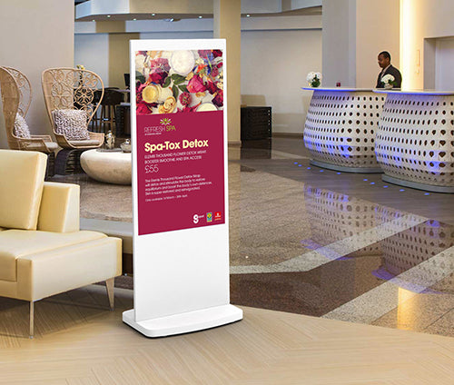 LED Slimline Freestanding Digital Signage Posters, Kiosks & Totems | Digital Display Stand UK - Store Fittings Direct