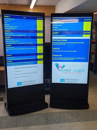 LED Slimline Freestanding Digital Signage Posters, Kiosks & Totems | Digital Display Stand UK - Store Fittings Direct