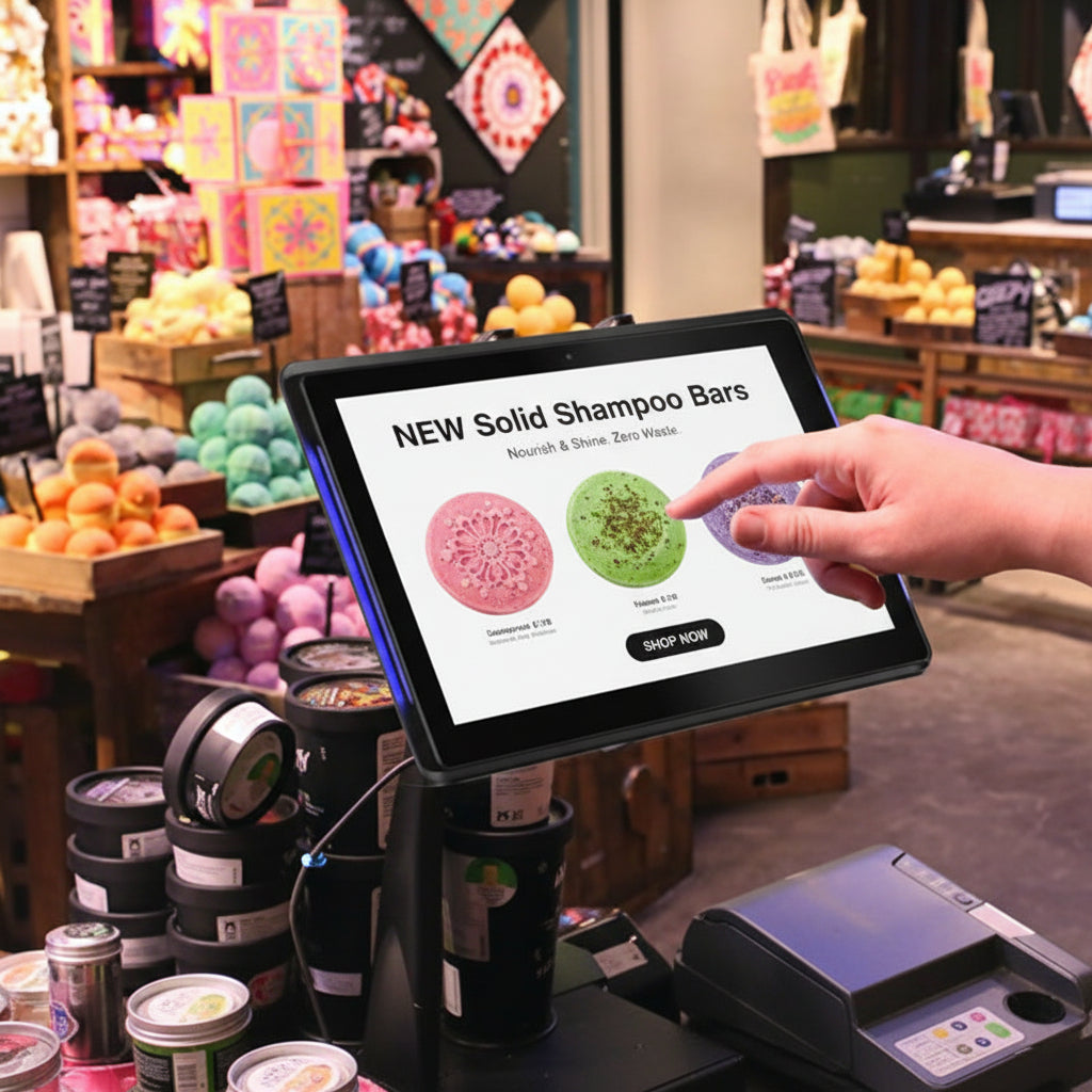 LED Slimline PCAP Android POS Display | PoE Point of Sale Touch Screen | Commercial Tablet | 10" & 15" - Store Fittings Direct