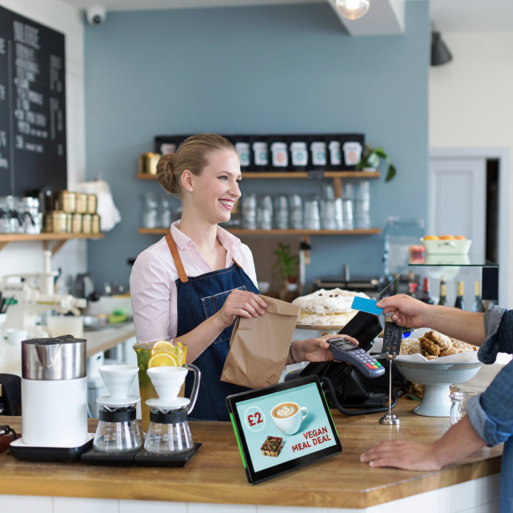 LED Slimline POS Android Advertising Display | PoE & USB Plug & Play | Point of Sale Digital Signage | 10" & 15" - Store Fittings Direct