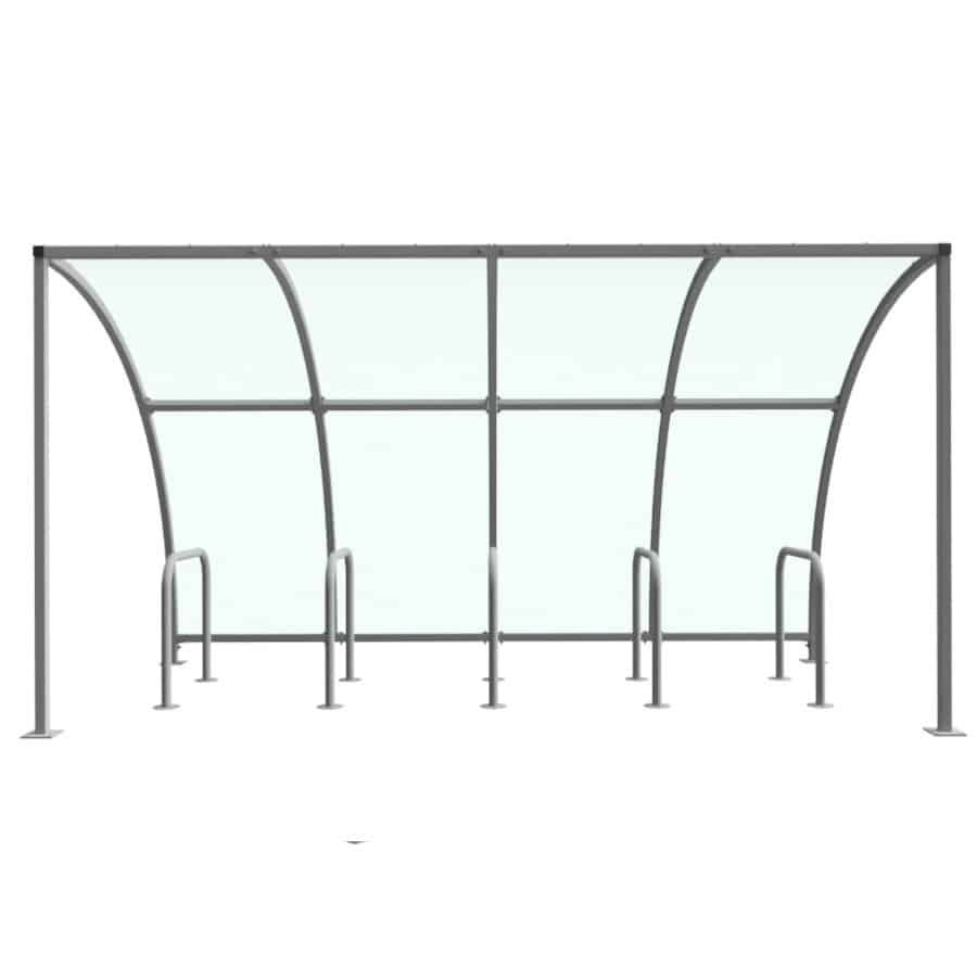 Leyton Cycle Shelter | PET G Roof With Cycle Stands - Store Fittings Direct