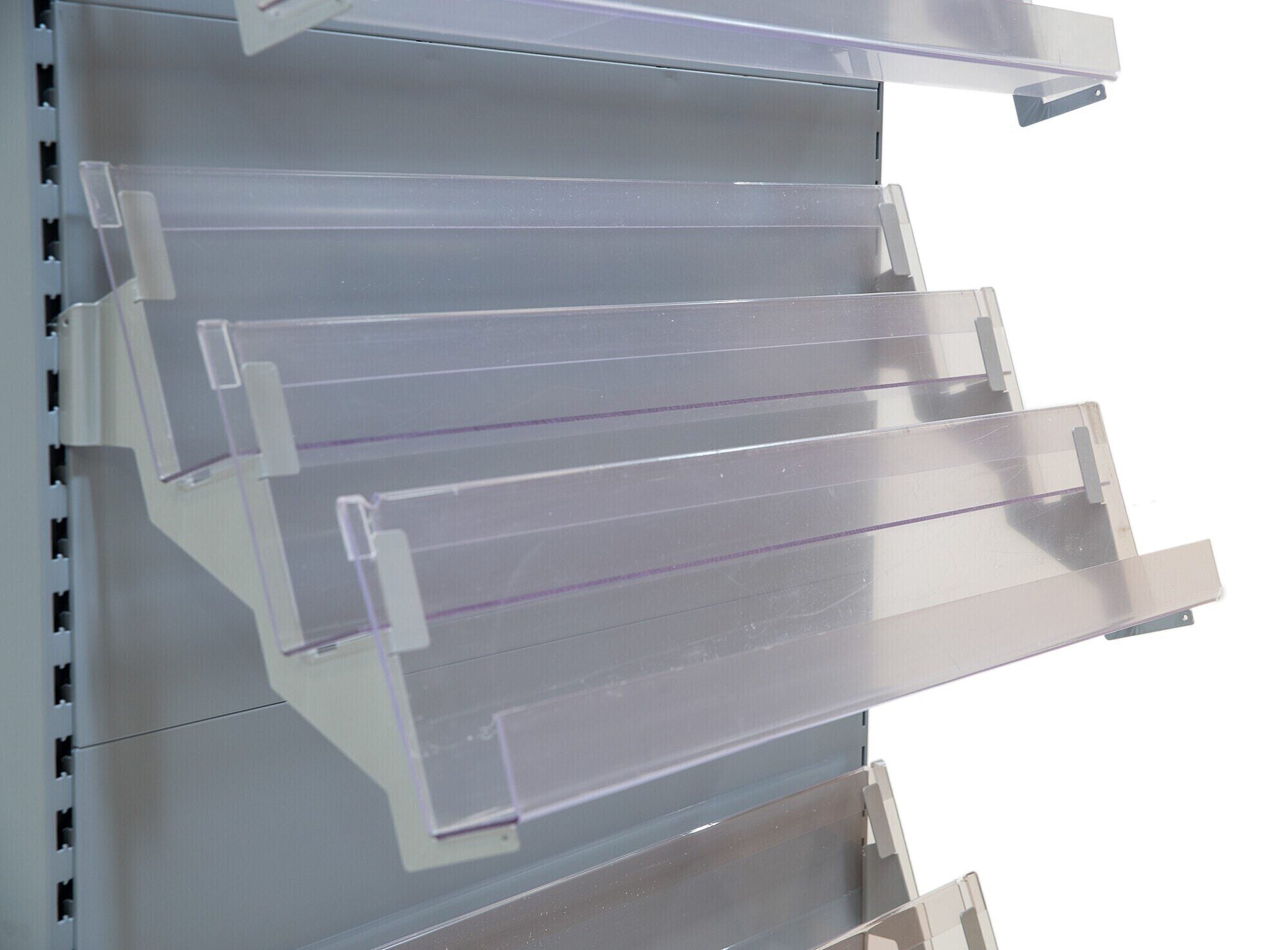Magazine Shelving — 2.4m High, 470mm Base Shelf, 8 Magazine Tiers - Store Fittings Direct