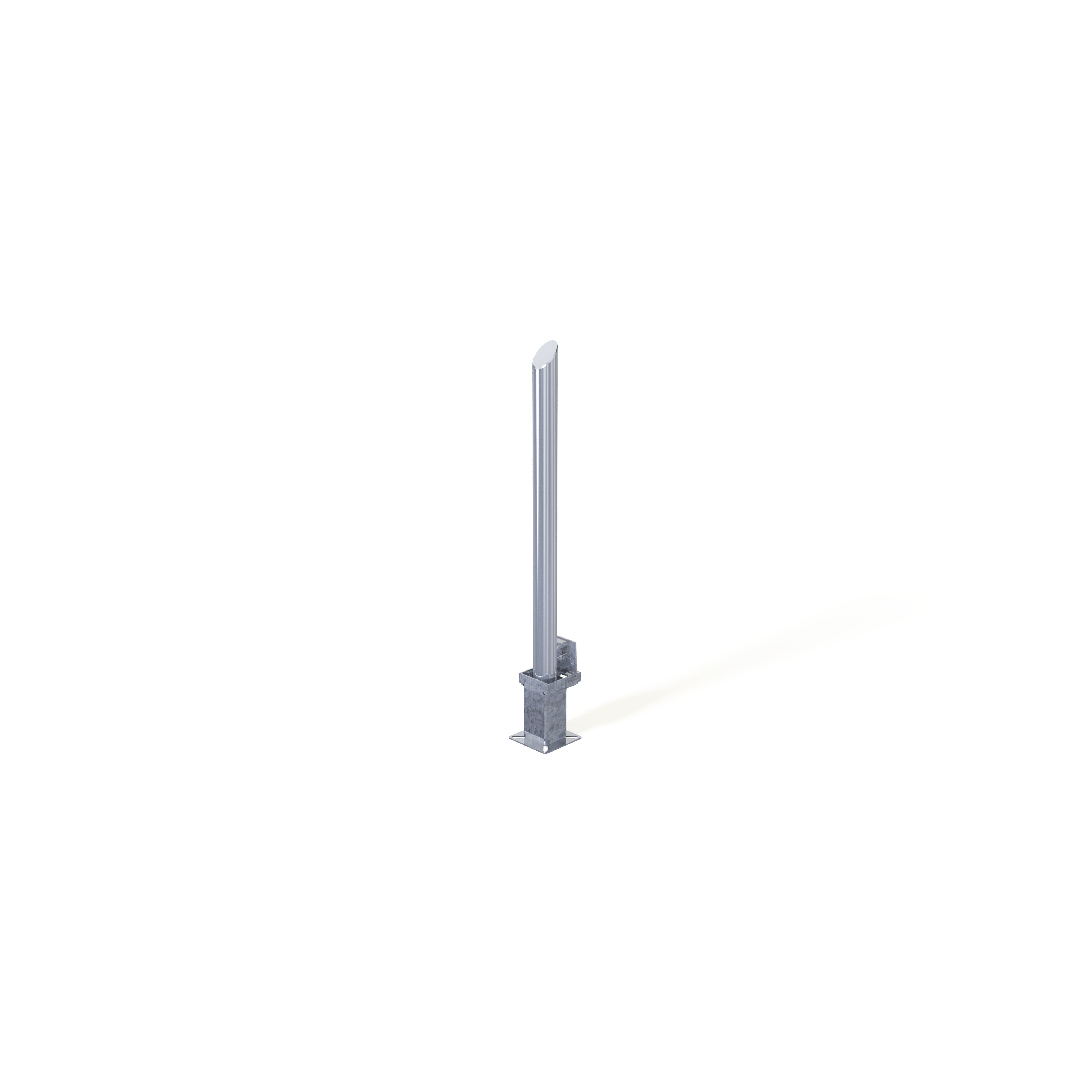 Stainless steel bollard, close-up of mitre top