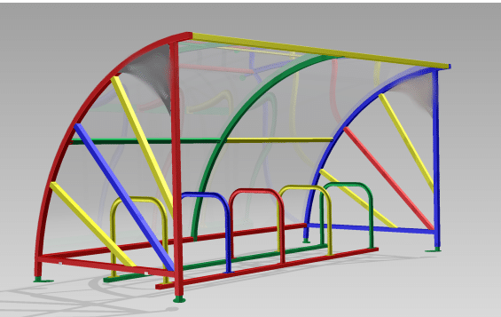 Multi Coloured 10 Cycle Shelter - Store Fittings Direct