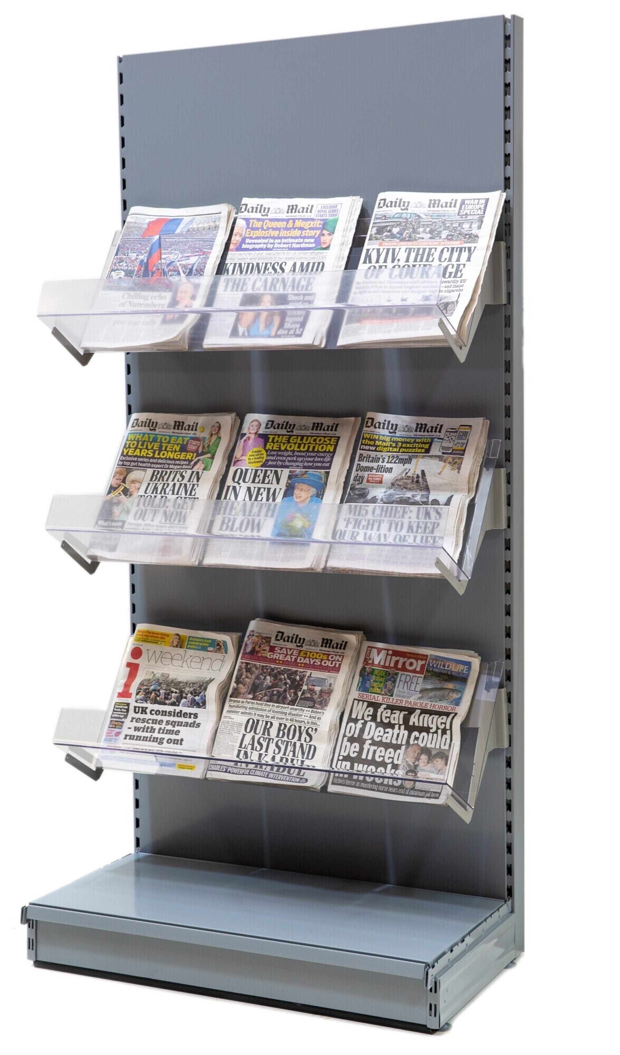 News Paper Single Tier Acrylic Shelf - Store Fittings Direct