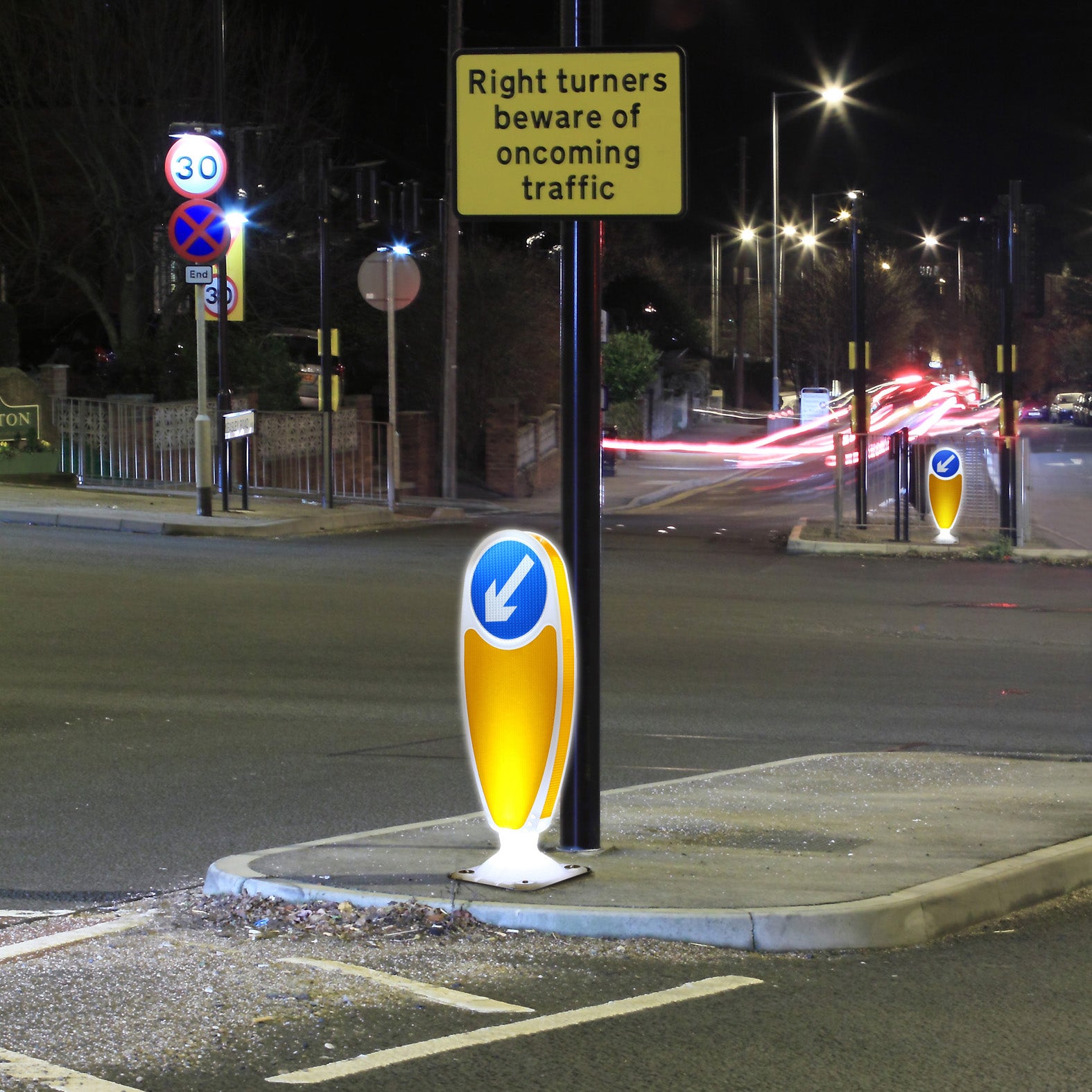 Illuminated Night Owl | Flexible Keep Left Bollards - Store Fittings Direct
