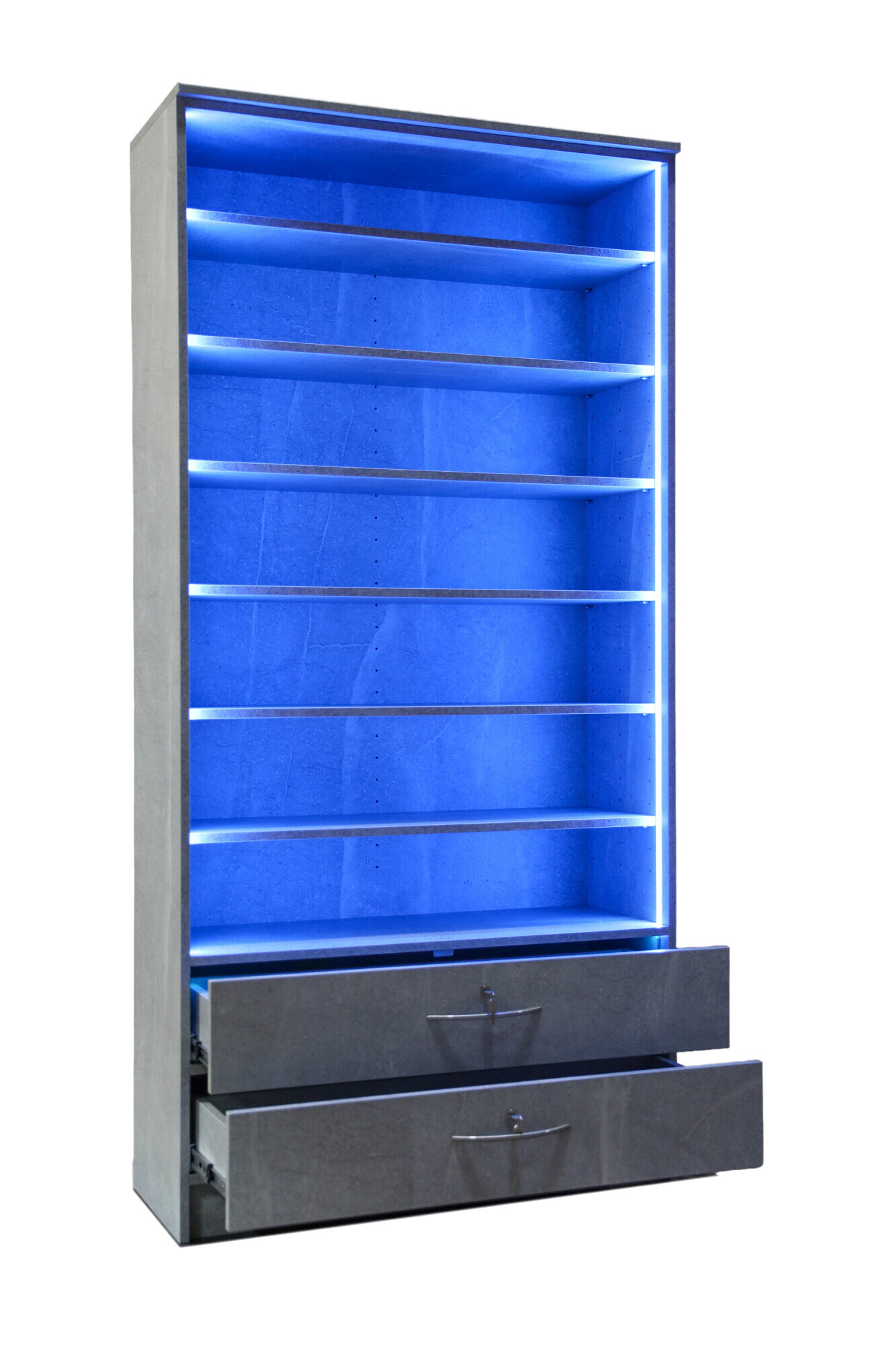 Open Front Vape Display with Storage Drawers - Store Fittings Direct