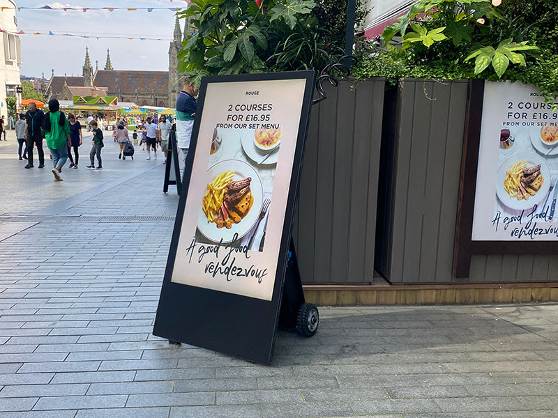 3-Day Hire — Outdoor Battery Powered Digital A-Board | IP65 Waterproof | 700cd/m² - Store Fittings Direct