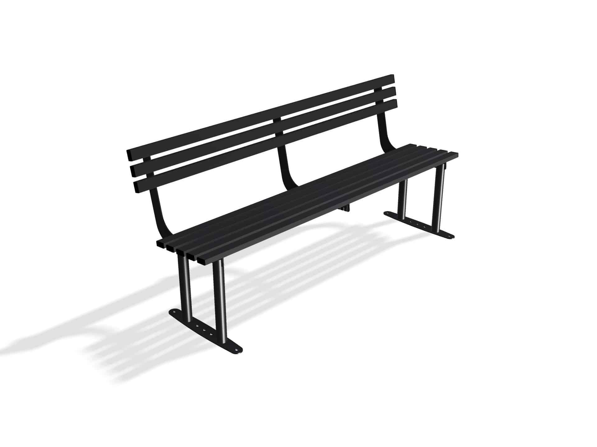 Outdoor Mild Steel Bench Seat with Back  | Haddon Street Furniture - Store Fittings Direct