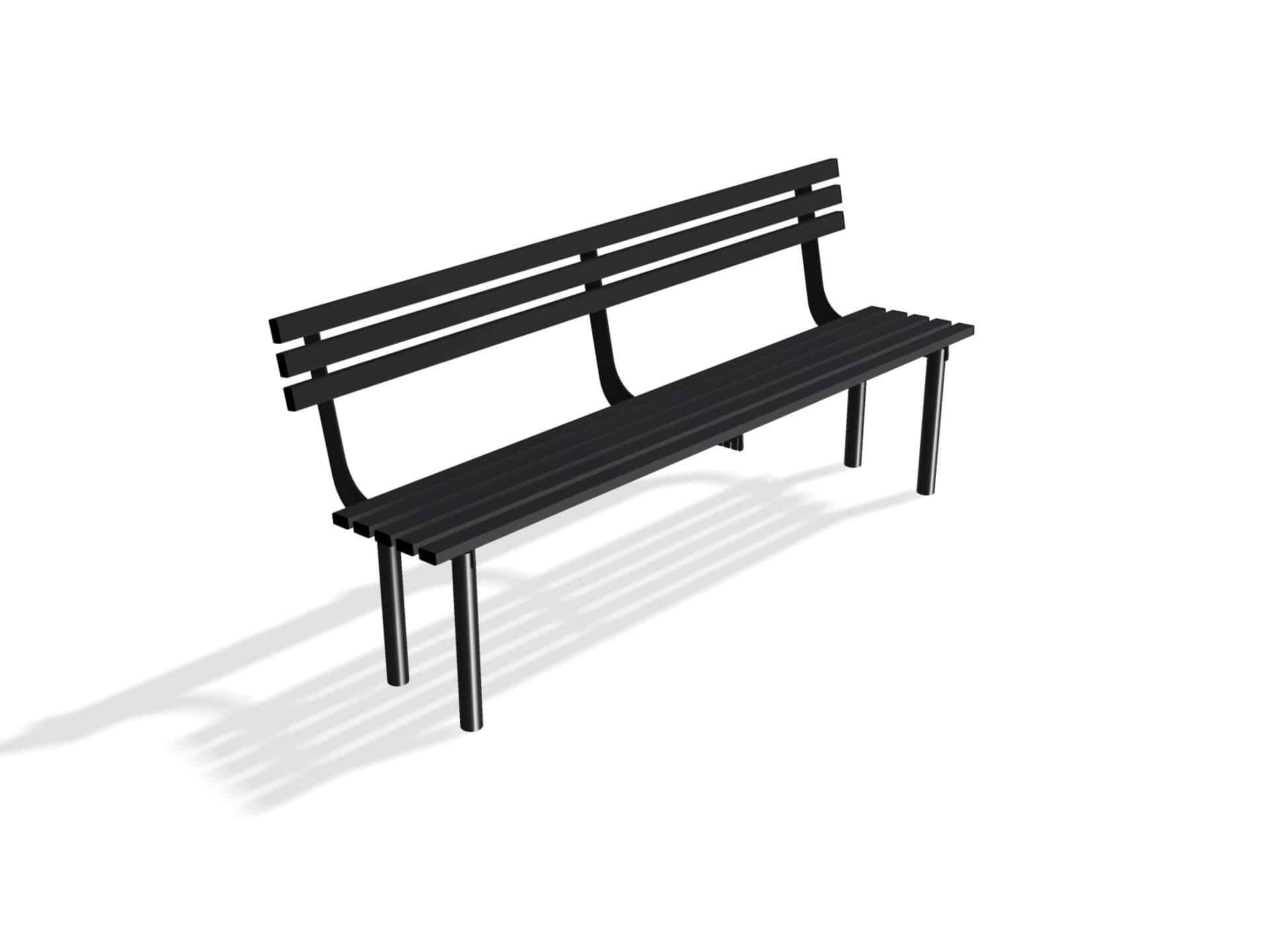 Outdoor Mild Steel Bench Seat with Back  | Haddon Street Furniture - Store Fittings Direct