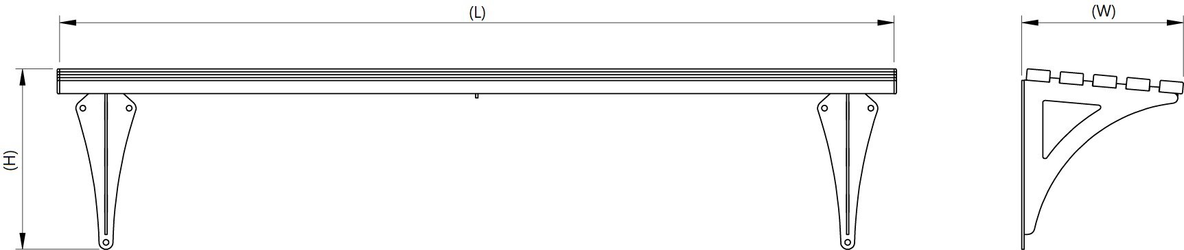 Outdoor Mild Steel Wall Mounted Bench