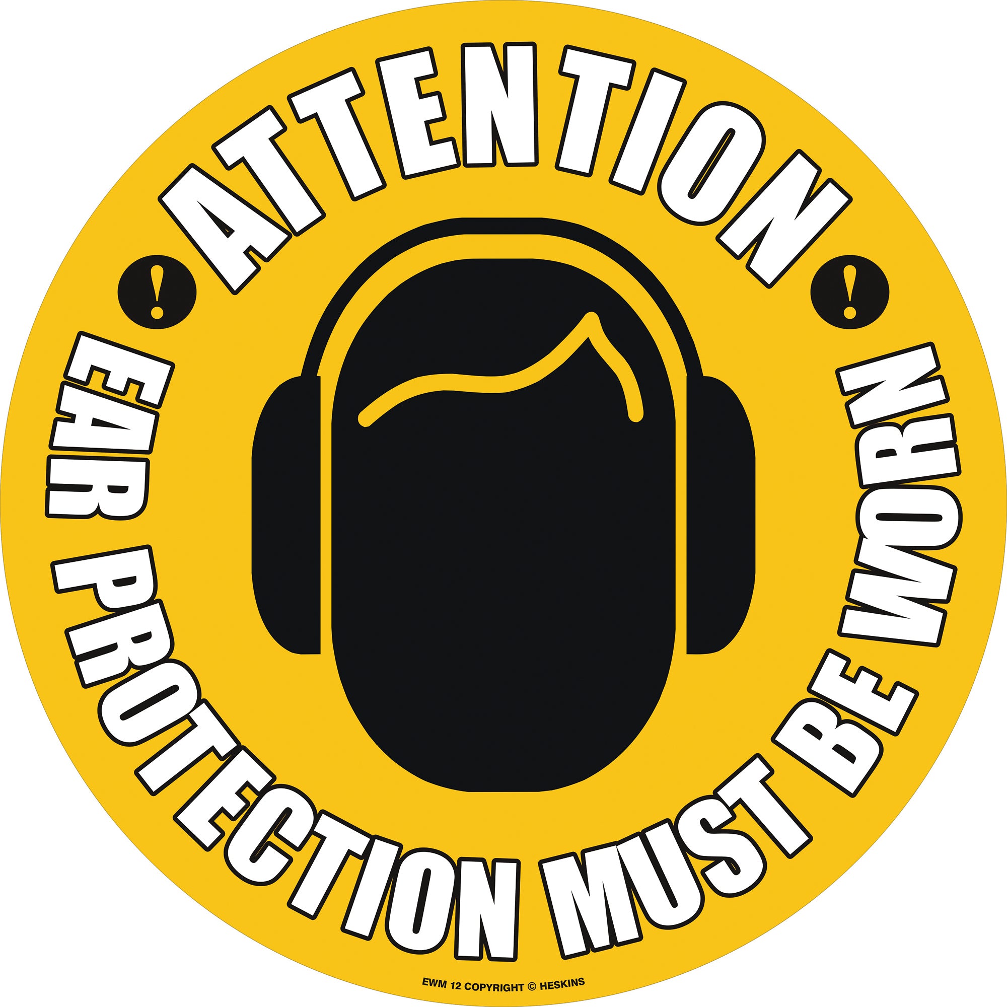 PROline Floor Sign - 430mm - Attention Ear Protection Must Be Worn - Store Fittings Direct