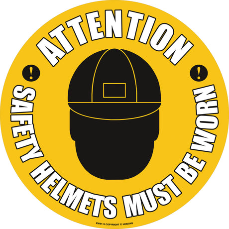 PROline Floor Sign - 430mm - Attention Safety Helmets Must Be Worn - Store Fittings Direct