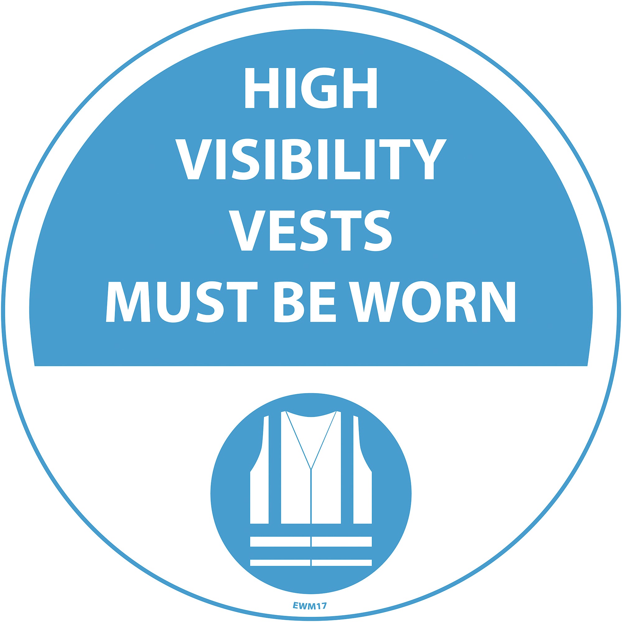 PROline Floor Sign - 430mm - High Visibility Vests Must Be Worn - Blue/White - Store Fittings Direct