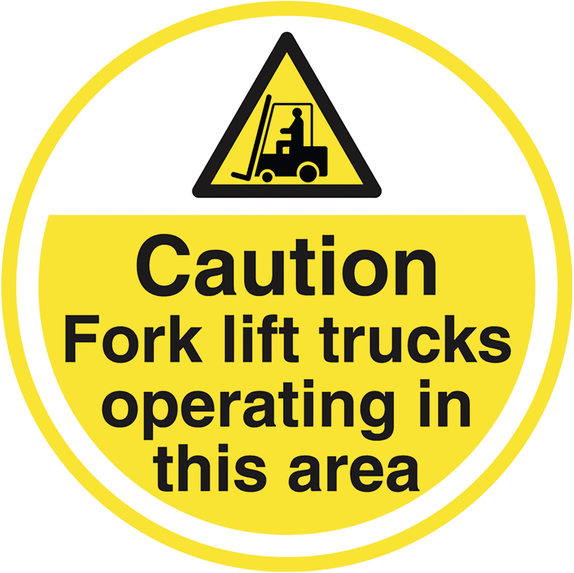 PROline Floor Sign - 450mm - Caution Fork Lift Trucks Operating In This Area - Store Fittings Direct