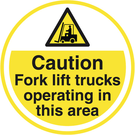 PROline Floor Sign - 450mm - Caution Fork Lift Trucks Operating In This Area - Store Fittings Direct
