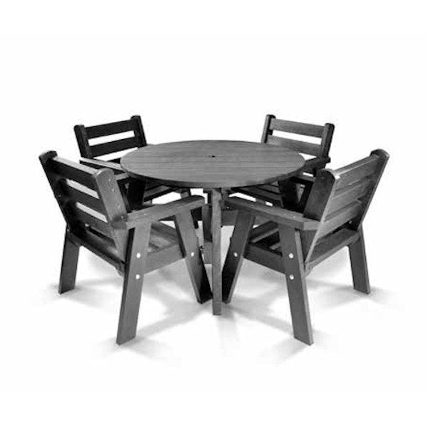 Plastic Table and Chair Set - Recycled - Black/ Brown - Store Fittings Direct