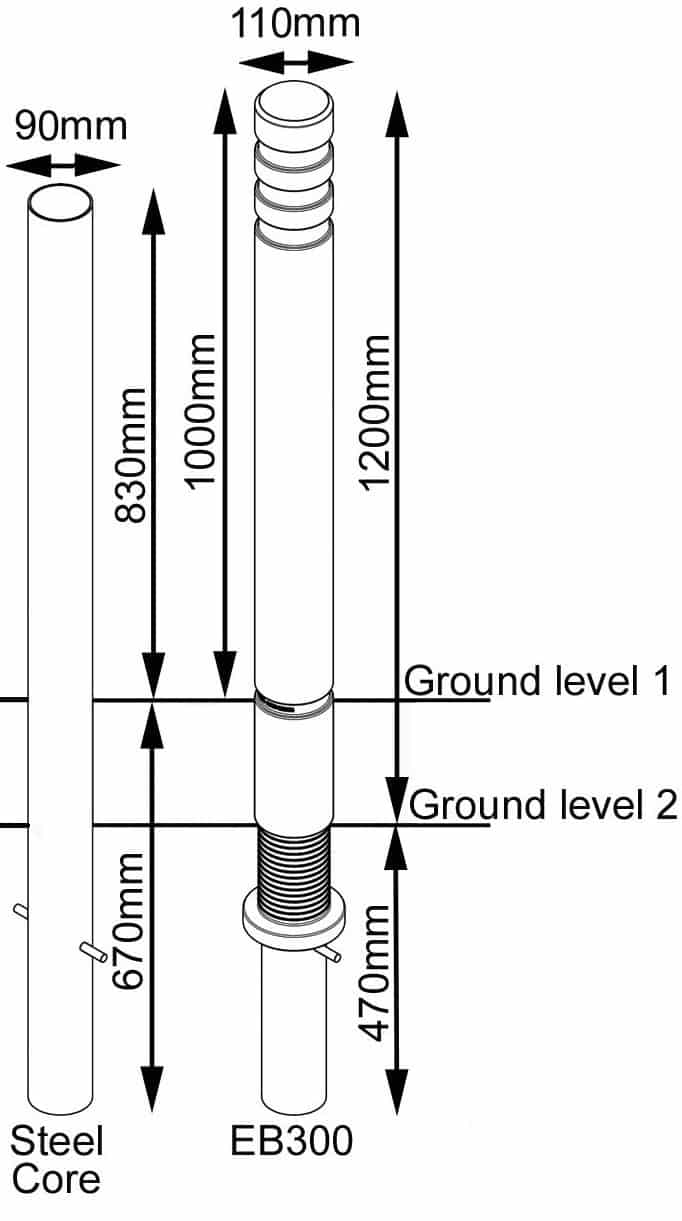 Polyethylene Bollard with Steel Core for Retail Parks | EB300 - Store Fittings Direct