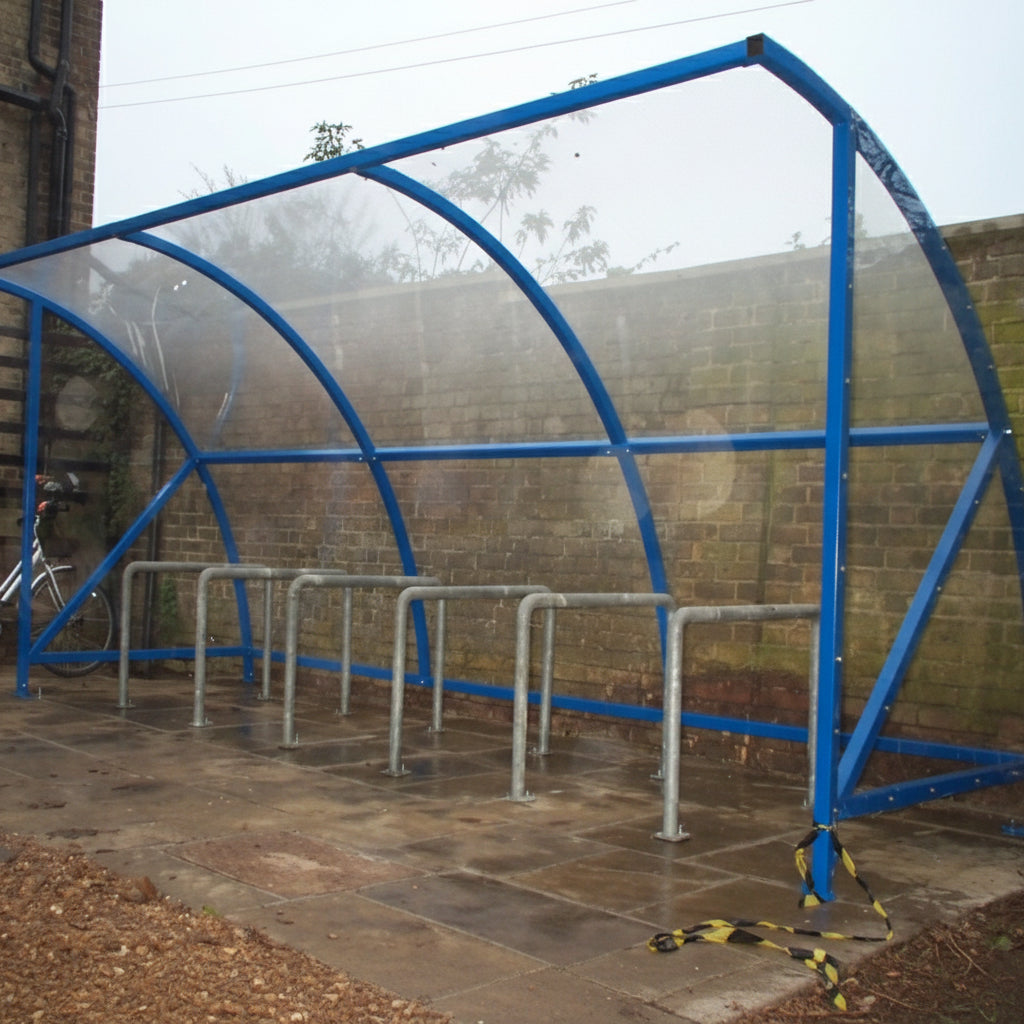 Queensway 12 Cycle Shelter - Durable, Customizable Protection - Store Fittings Direct