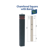 Recycled Plastic Square Bollard with Chamfer Top Banded - Store Fittings Direct