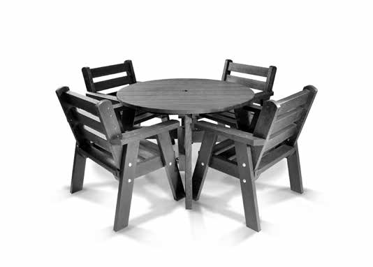 Plastic Table and Chair Set - Recycled - Black/ Brown