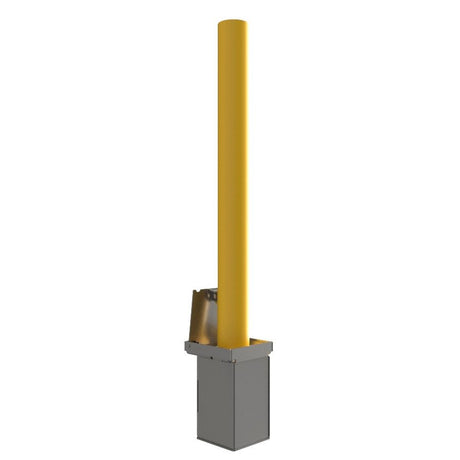 Removeable Yellow Galvanised Steel Bollards | 900mm Above Ground - Store Fittings Direct