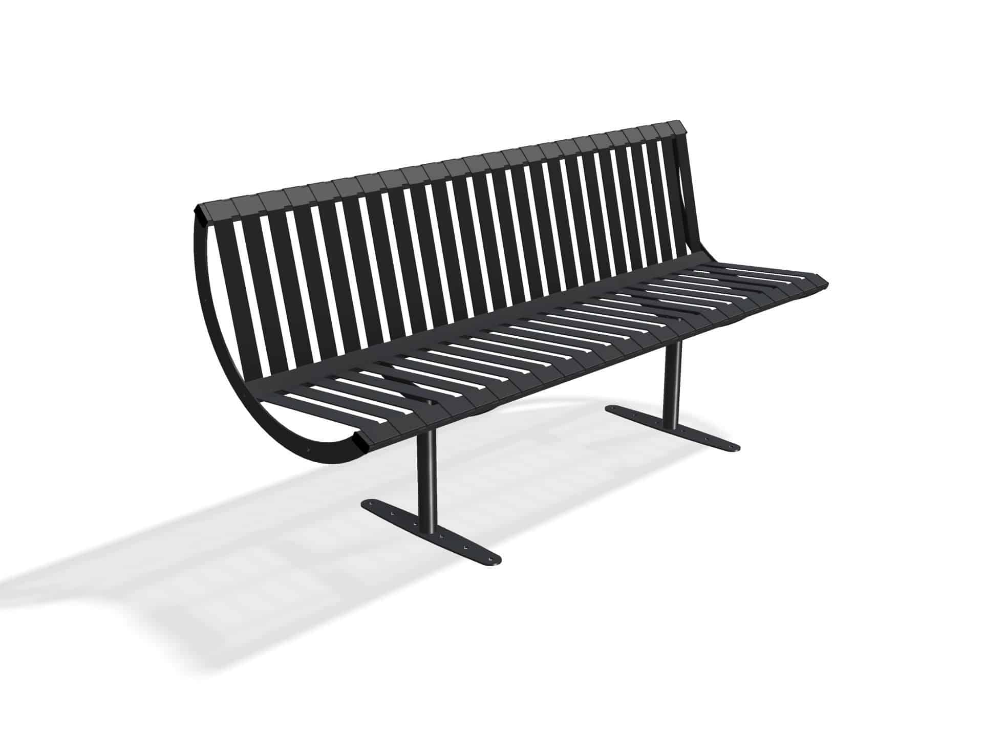 Rockingham Steel Seat Bench  with Back | Street Furniture - Store Fittings Direct