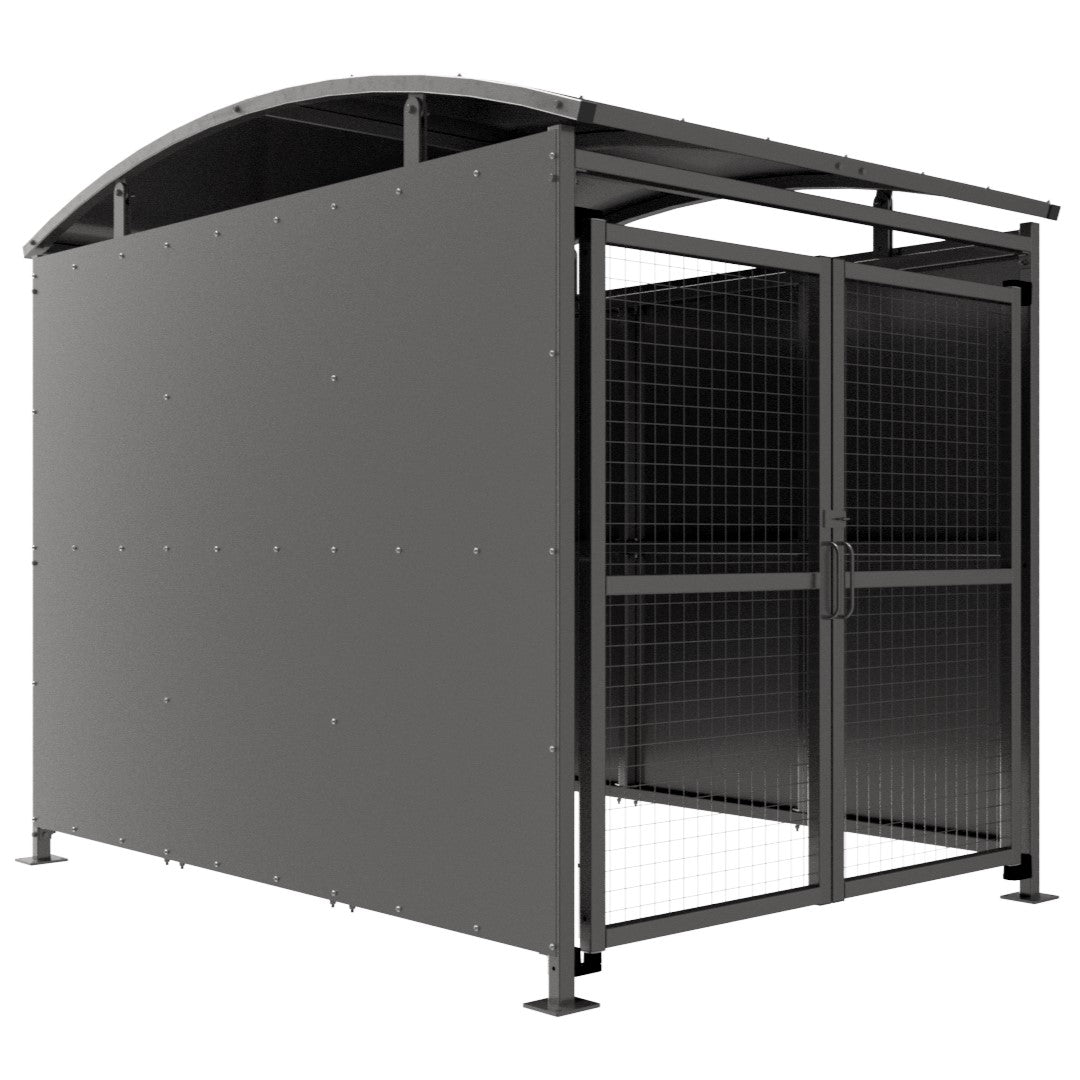 Secure Bin Store Shelter - Mesh Gates - Store Fittings Direct