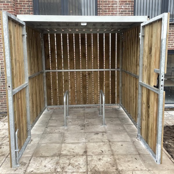 Secure Deluxe Timber Clad Cycle Shelter | 4 Bike Store - Store Fittings Direct