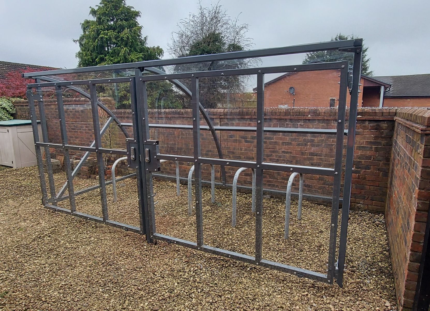 Secure Gated Cycle Shelter | Gated 14 Cycle Shelter - Store Fittings Direct