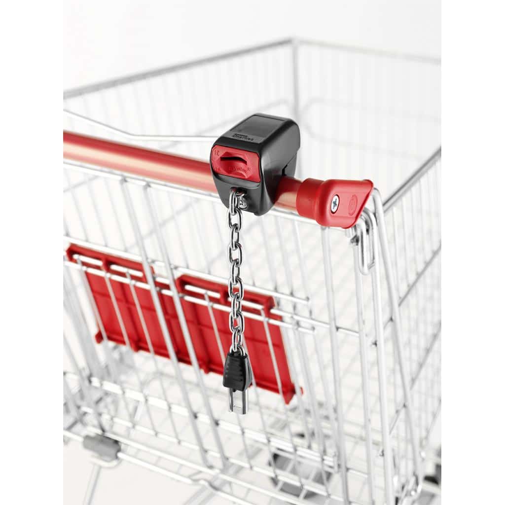 Shopping Trolley Lock & Chain - Ã‚Â£1 Coin - Store Fittings Direct