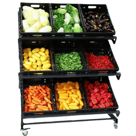 Single Sided Mobile Fruit and Vegetable Display - 1200mm - Store Fittings Direct