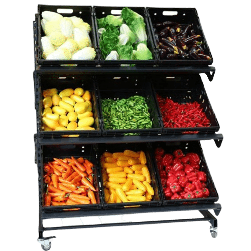 Single Sided Mobile Fruit and Vegetable Display - 1200mm - Store Fittings Direct
