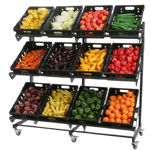 Single Sided Mobile Fruit and Vegetable Display - 1600mm - Store Fittings Direct