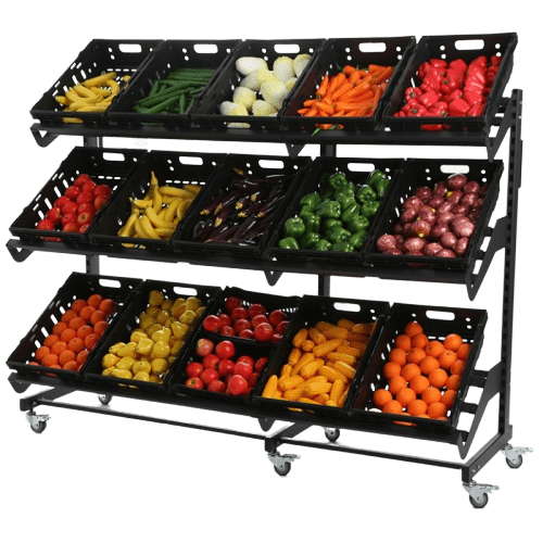 Single Sided Mobile Fruit and Vegetable Display - 2000mm - Store Fittings Direct