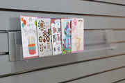 Slatwall Acrylic Card Shelves - 1 Tier - Store Fittings Direct