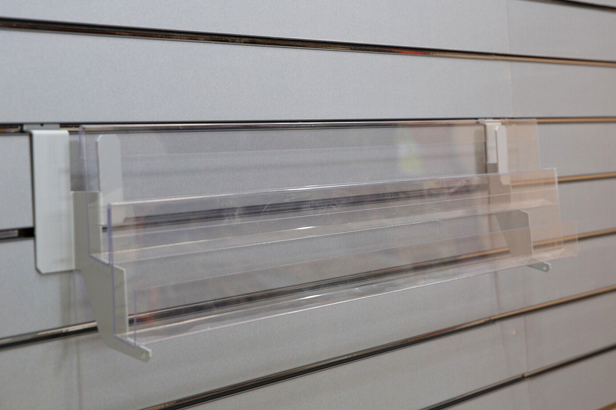 Slatwall Acrylic Card Shelves - 2 Tier - Store Fittings Direct