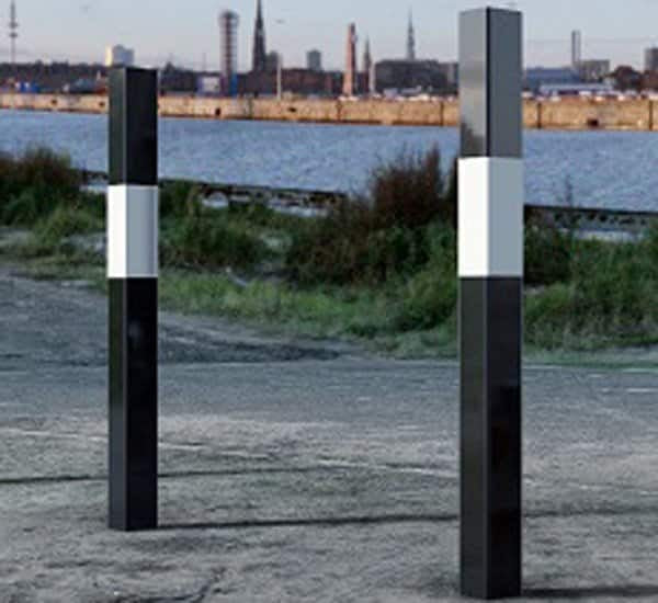 Square Steel Bollards - Black and White 1000mm Above Ground - Store Fittings Direct