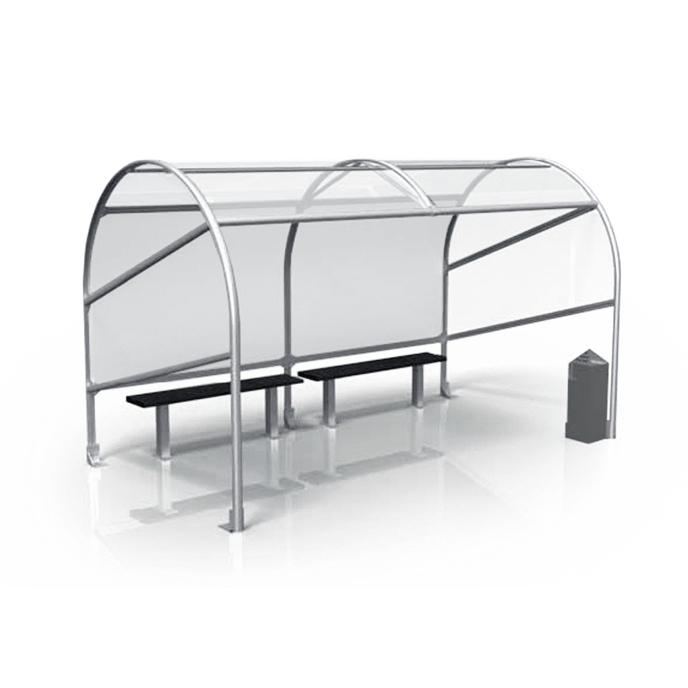Free Standing Smoking Shelter with Seating | Aluminium | Silver